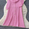 Brand Women Knitted Maxi Dress Aesthetic Y2K Single-breasted Shirt Sweater Dress Lady Party Vestidos