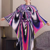 Pleated Printting Batwing Sleeve Dress For Women Spring Autumn Chic V-Neck Loose Famale Clothing 2DB4541