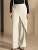 High Waist Women Suit Pants Fall Straight Office Ladies Trousers Casual Button Loose Female Asymmetry Pants