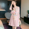 Spring Autumn Suit Dress Women 2 Piece Set Women Jacquard Dress Beading Straight Pencil Dress Short Jacket for Women Suits