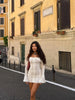 Women Sexy Lace Patchwork White Maxi Dress Flared Sleeve Off Shoulder Bodycon Gowns Lady Evening Night Party Robes