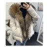 White Duck Down Jacket Winter Women Warm Loose Coat Natural Real Fox Fur Collar Thick Outerwear Parkas