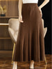 Women Autumn Winter Wool Skirt Long Pleated Skirt 100% Merino Wool Knitwear Grace Soft Dress Korean Style Skirt