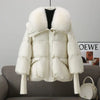 Winter Warm Goose Down Jackets Removable Fur Collar Puffer Jackets Women Thick Female Streetwear White Duck Down Jacket Coat