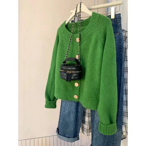 Spring Autumn Vintage Versatile Lazy Women Cardigan Sweater Coat Loose Korean Version Female Knitted Sweater Jacket