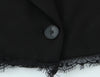 Women Lace Patchwork Black Crop Blazer Front Double-breasted Long Sleeve Suit Jacket