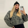 Women's Cropped Coats Camo Printed Hooded Zipper Padded Jacket Autumn Winter Lady Long Sleeve Panelled Loose Coat Outerwears