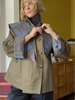 Women Reversible Button Loose Jacket Plaid Contrast Splicing Lapel Collar Long Sleeve Short Coat Chic Daily Commute Street Wear