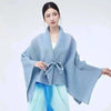 Women's Pleated Coat Loose Lapel Lace Up Irregular Solid Color Casual Versatile Cape Female Spring 2DE431