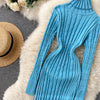 Autumn Winter Twist Women's Wrap Knitted Dresses Long Sleeve Sheath Knitwear Office Bodycon Dress Female