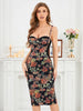 Sexy Vintage Quality Flower Print Gauze Bandage Evening Dress Women Party Bustier Elegant Ladies Vestido Knitted Dresses