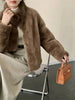 Eco-friendly Mink Fur Windproof Stand Collar Faux Mink Coat For Women Warm Winter Thick Jackets With Pockets 2DB5167