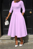 Women Twist Length Sleeve O-neck Big Swing Retro Dress Autumn Vintage Vestidos Even Party Cocktail Dresses