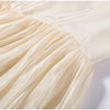Solid Ruffle Mini Dress U Neck Long Puff Sleeve Tie Neck Tiered Hem Sweet Style Gown Soft Pastel Tones Chic Women Outfit