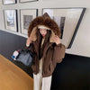 Warm Down jacket Ladies Pai Overcome Winter Cotton Padded Coat Women Parkas Horn Hooded Outcoat Big fur collar Overcoat