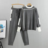 Winter Women Knitted 2 Pieces Set Muslim Casual Thicken Pullover Sweater +Knitted Pant 2PCS Suits Outfit Sport Warm Set