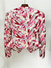 High Street Designer Jacket Women's Feather Printed Collarless Blazer