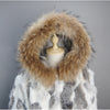 Russian Women Real Rabbit Fur Coats Winter Warm 100% Natural Rabbit Fur Jacket Lady Warm With Raccoon Fur Hooded Outerwear