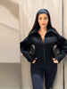 Casual Women's Waist Cinched Cropped Jackets Lapel Zipper Puff Sleeve Female Coats Spring Lady Commute Outwear