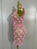Women Evening Party Club Birthday Dress Pink Pearl Flower Mesh Sexy See Through Mini Dress Nightclub Photoshoot Stage Costumes