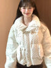 Sweet Polka Dot Parkas Women Winter Loose Casual Thicken Button Patchwork Puffy Coats Korean Fur Collar Female Outwear