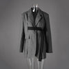 Contrast Color Ribbon Blazer Women's Notched Collar Loose Single Button Long Sleeves Split Suit Jacket
