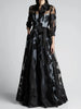 Autumn Dress for Women Polk Dot Elegant Turn Down Collar Transperant 3/4 Sleeve Elegant Casual Vintage A-Line Long Dress