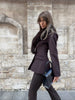 Women Wool Blend Blazer Coat With Large Faux Fur Collar Fitted Waist Double Breasted Winter Outerwear