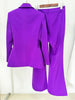 High Street Designer Runway Women's Waistband Slim Fit Blazer Suit Pants Set 2pcs