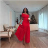 Women One Shoulder Skew Neck High Split Pleated Hem Bodycon Long Maxi Dress Evening Sexy Club Party Dresses Vestido