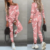 Spring Women's Casual 2-piece Set O-neck Long-sleeved Top Elastic Waist Small Feet Pants Letter Printing Street Suit