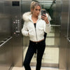 Chic Fur Collar Hooded Women's Cotton Jacket Solid Zipper Slim Waist Pocket Warm Thick Coat Winter Autumn Female Outerwear