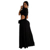 Women O-neck High Split Ruched Bodycon Midi Maxi Dress Fall Street Evening Party Club Vestidos Sexy Long Dresses