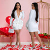 Women Rose Floral Applique Long Sleeve Bodycon Mini Midi Dress Winter V-neck Club Sexy Party Evening Dresses Vestidos
