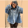 Chic Stand Collar Denim Cropped Jackets Women Loose Zipper Pockets Full Sleeve Female Coats Spring Lady Outwear Street