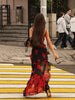 Camisoles Mesh Patchwork Prints Sheer Irregular Hemline Chic Sheath Women Dresses Sexy Club Streetwear Female