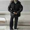 Thicken Cotton Jackets Women High Neck Long Sleeves Zipper Drawstring Warm Coats Female Winter Solid Loose Outwears