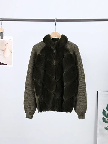 Casual Faux Fur Patchwork Women Jacket Elegant Design Sense Long Sleeves Female Coat Autumn Winter Lady Streetwear