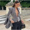 Sexy Deep V-neck Woolen Jackets Women's Hollow Up Waist Split Flare Long Sleeves Metal Buckle Coat High Street Jacket