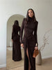 Turtleneck Thigh High Split Sexy Maxi Dress For Women Long Sleeve Draped Bandage Bodycon Club Long Dress
