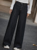 Winter Jeans Women Vintage Thick Fleece‑Lined Denim Wide Leg Pants Casual Versatile Long Trousers Daily Outfit