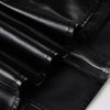Women Fitted Black Faux Leather Biker Jacket Slim Waist Zip Up Moto Coat Y2K Streetwear