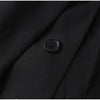 V-Neck Longline Tailored Double-Breasted Blazer Coat Black Peak Lapel Welt Pockets Autumn Elegant Office Women Outerwear