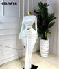 Ruched Women's Dress Set Crop Tops and Bodycon Long Skirts Suit Spring Street Sexy Two 2 Piece Set Outfit
