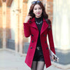 Autumn Winter Women Wool Coat Ladies Woolen Long Coat Female Slim-fit Double-Breasted Jacket with Belt S-3XL