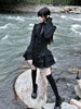 Aoaiiys Mini Dress Women Black Gothic Lace Spliced Dresses Y2K Japanese Streetwear Lolita Dresses Spicy Girls Fall Clothes