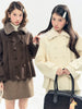 Vintage Coquette 2 Piece Set Women Fur Collar Quilted Wool Coat High Waist Mini Plaid Skirt Fitted Dress Winter Casual Outfit