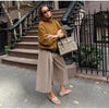 Houndstooth Blazer Set Women Lapel Collar Full Sleeve Coats Loose Long Trouser Lady Vintage Two Piece Outfit