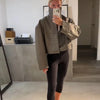 Casual Pu Leather Women's Jacket Chic Solid Long Sleeve Stand Collar Female Outwear Autumn Winter Street Short Lady Jacket