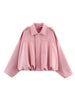 Women Green Suede Jacket Spring Long Sleeve Zipper Oversize Bomber Jackets Chic Female Street Casual Coats